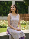 Cotton Handblock Braided Sleeve Kurti Set