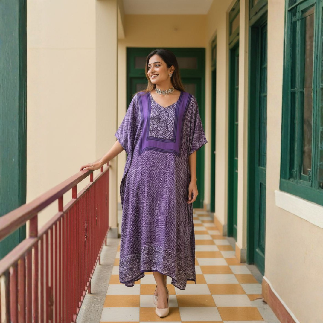 Pure Modal Kaftaan Purple Dress - Image 2