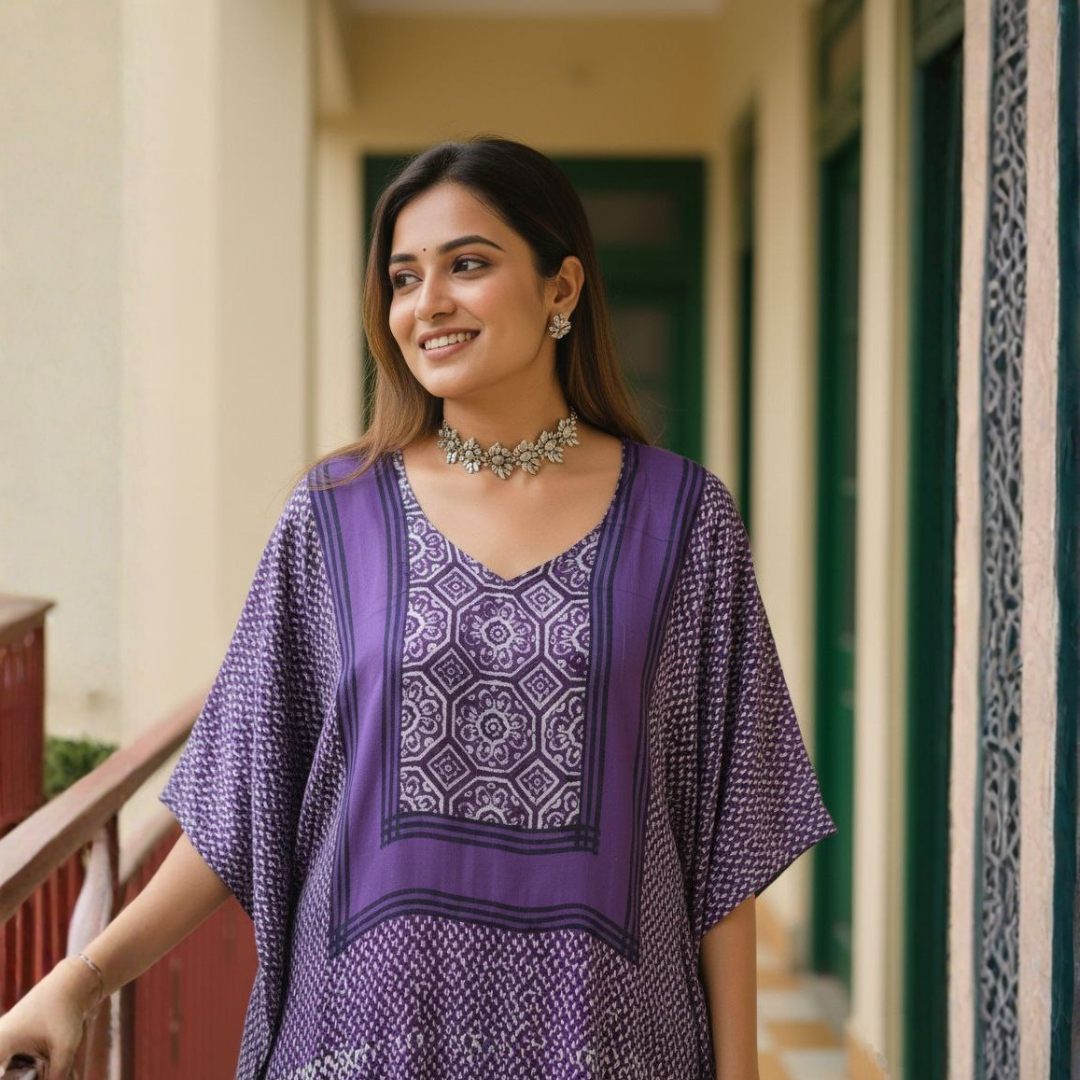Pure Modal Kaftaan Purple Dress