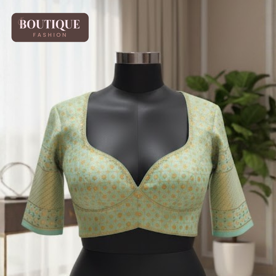 Brocade Designer Sweetheart Neck Blouse