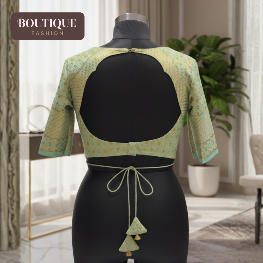 Brocade Designer Sweetheart Neck Blouse - Image 2